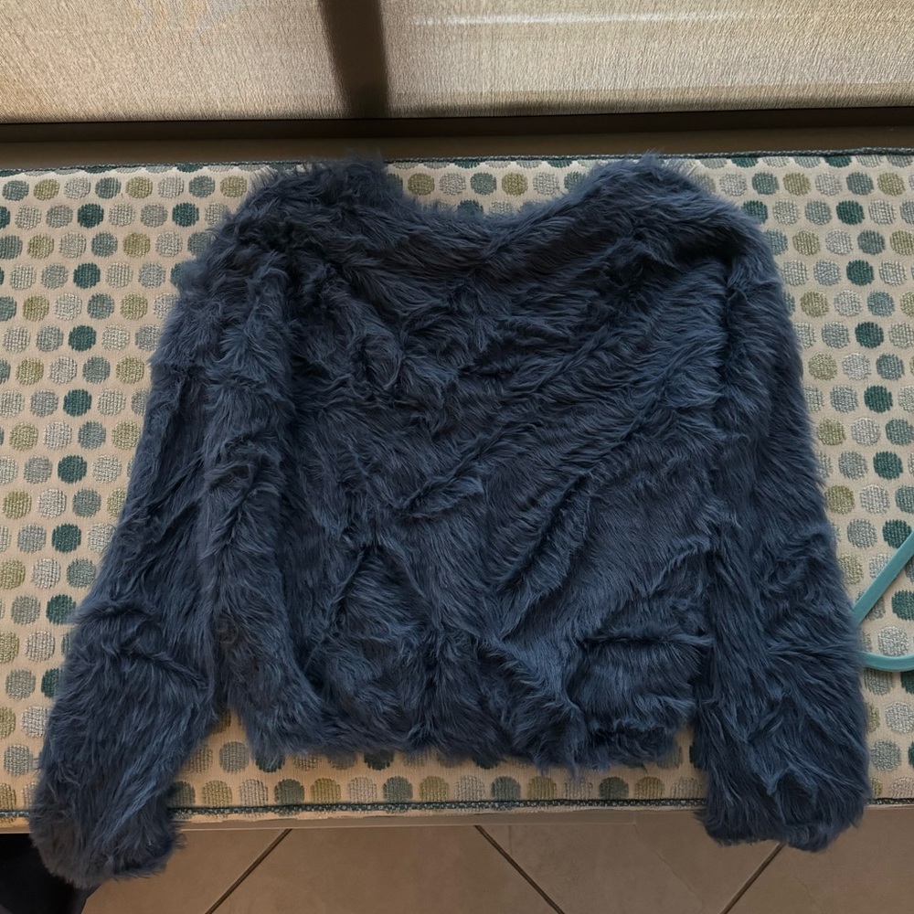 Blue Zara Textured Sweater Top
